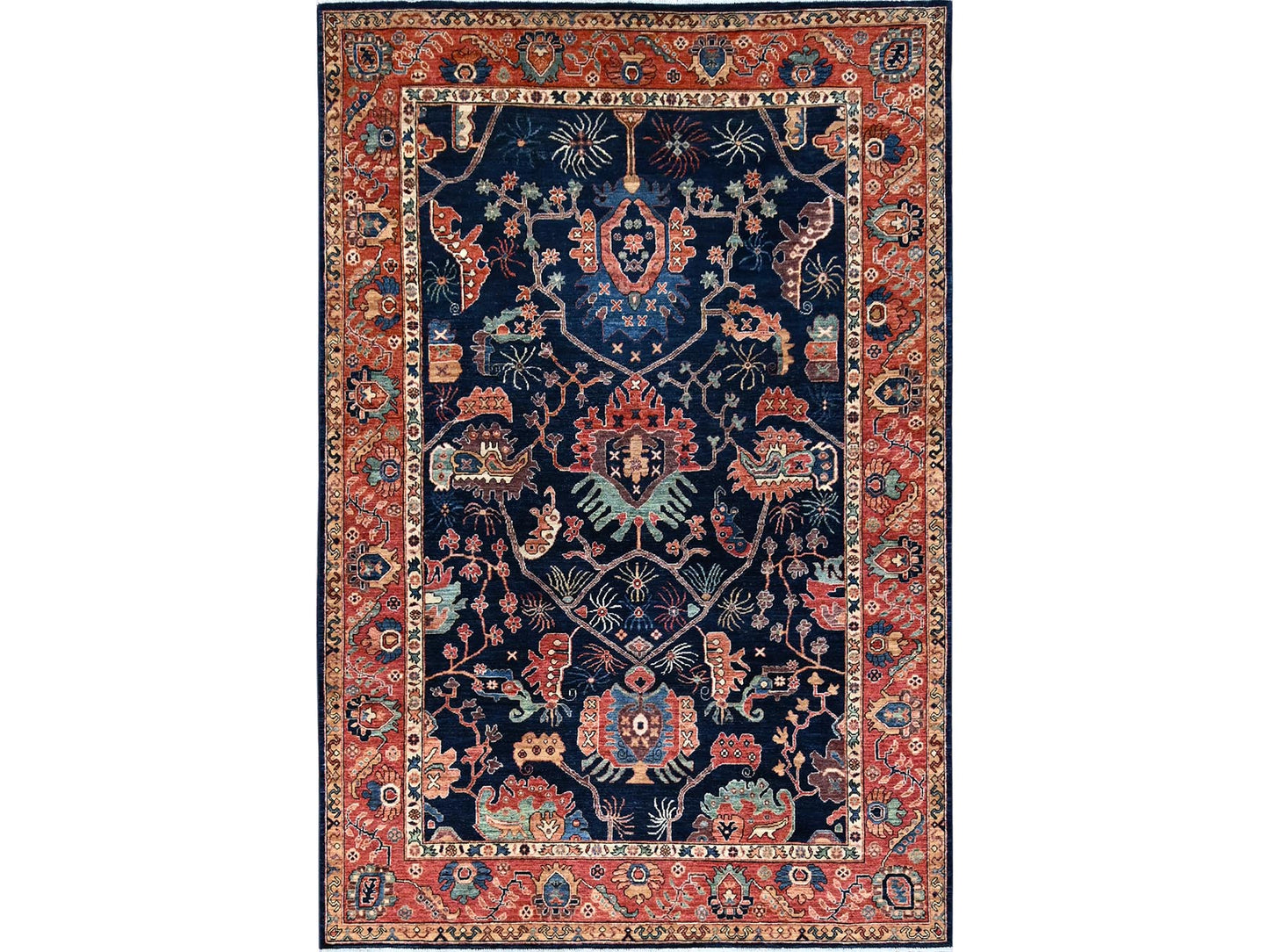 Peshawar Heriz Design Blue 6'x9'