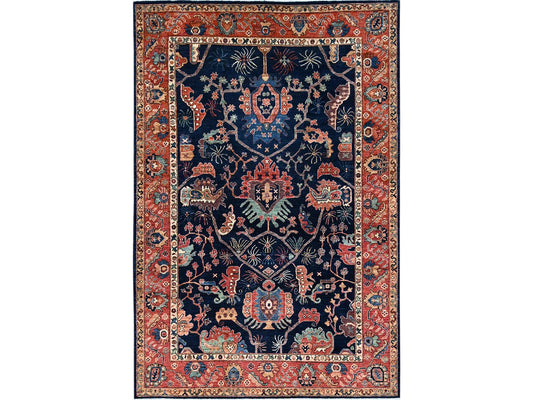 Peshawar Heriz Design Blue 6'x9'