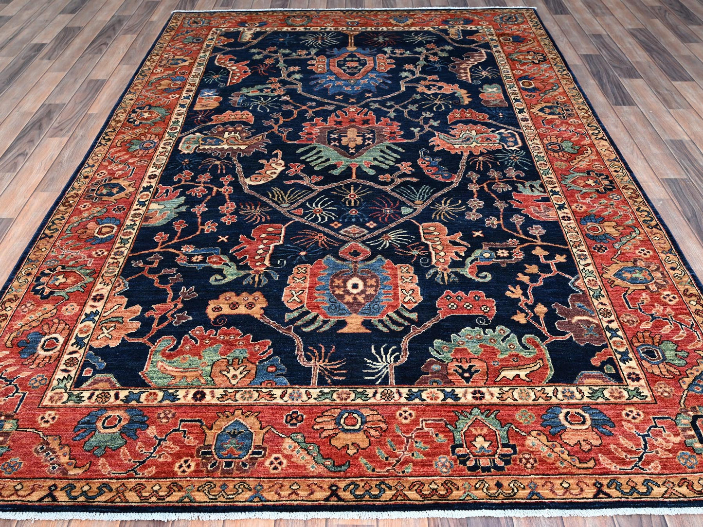 Peshawar Heriz Design Blue 6'x9'