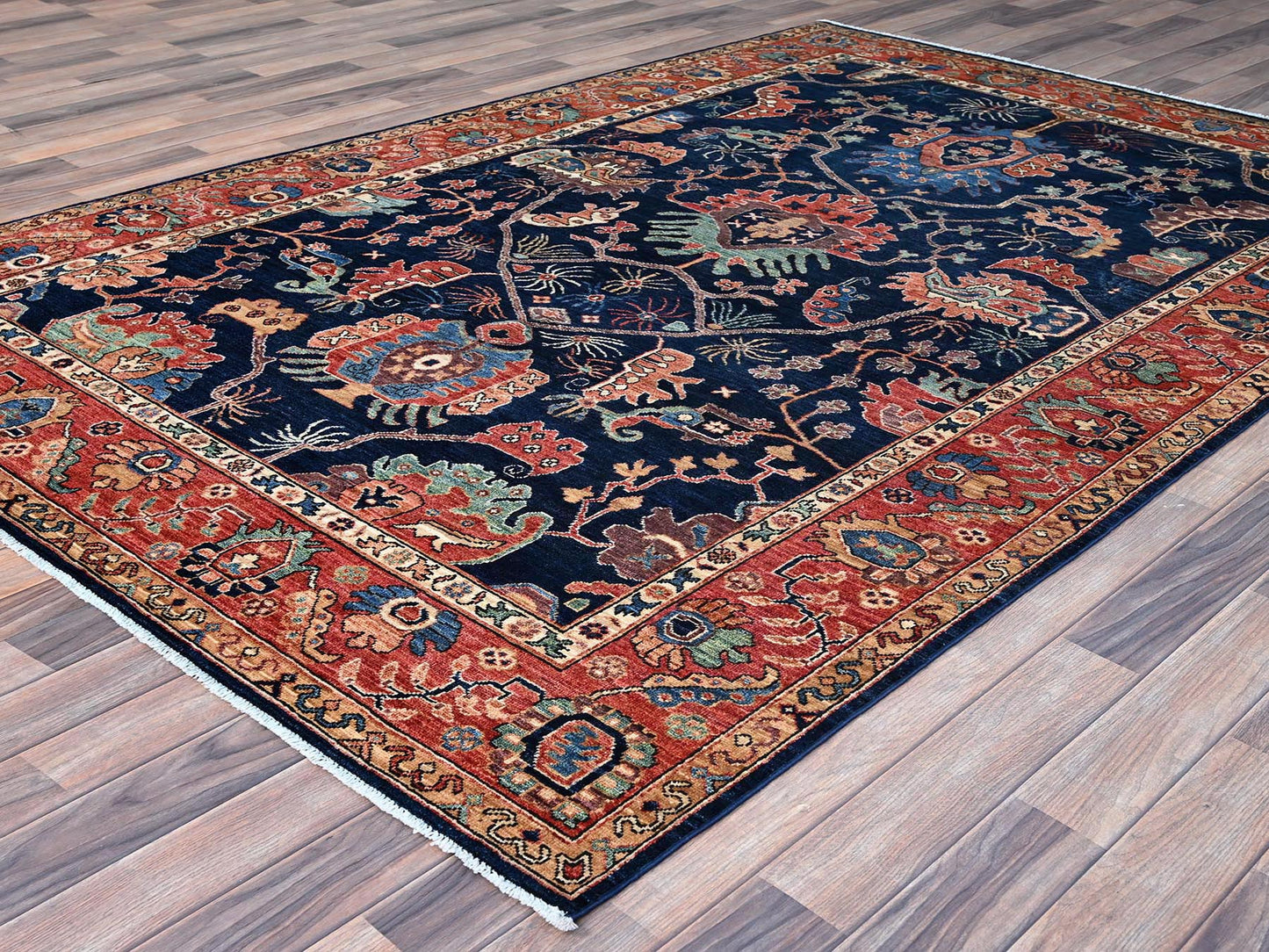 Peshawar Heriz Design Blue 6'x9'