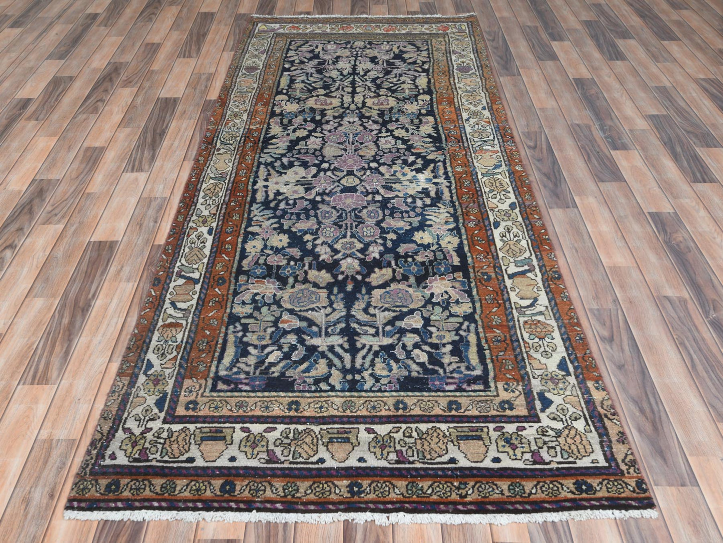 Vintage Persian Lilihan Navy Runner 4'x9'