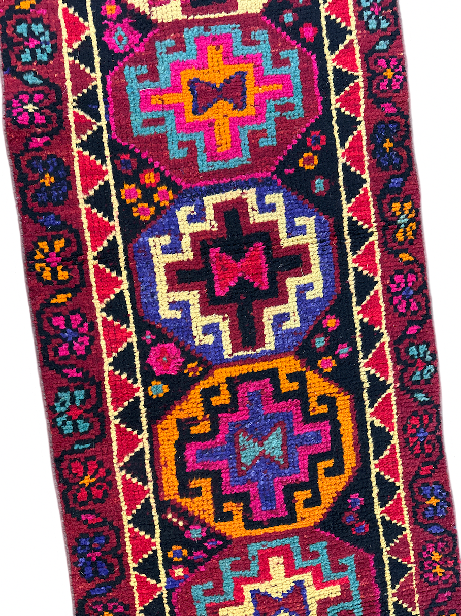 Vintage Turkish Vibrant Runner 2x10