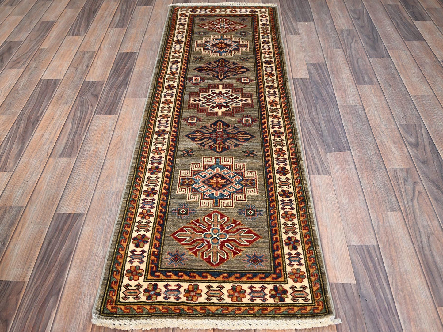 Grey Kazak Runner 6'