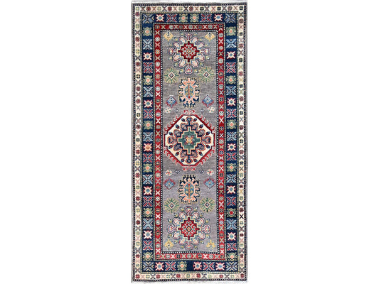 Steel Grey Kazak Runner 7'