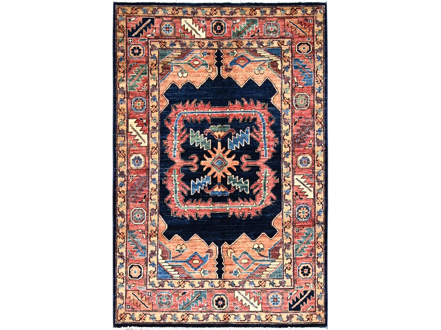 Peshawar Heriz Design Blue 4'x6'