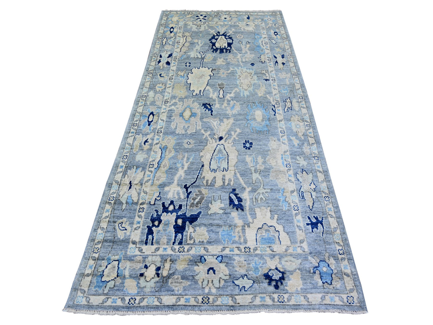 Oushak Blue Belgian Wide Runner 4x10