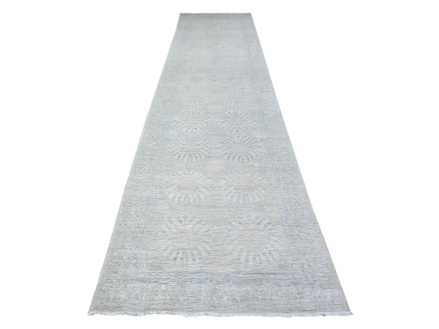 Silver Washed Oushak Runner 4'x15'