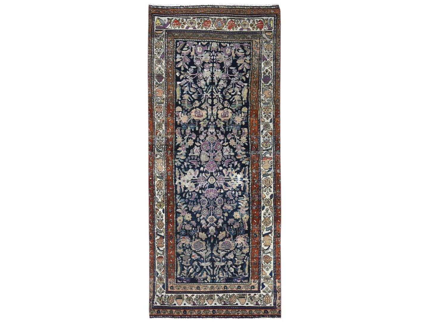 Vintage Persian Lilihan Navy Runner 4'x9'