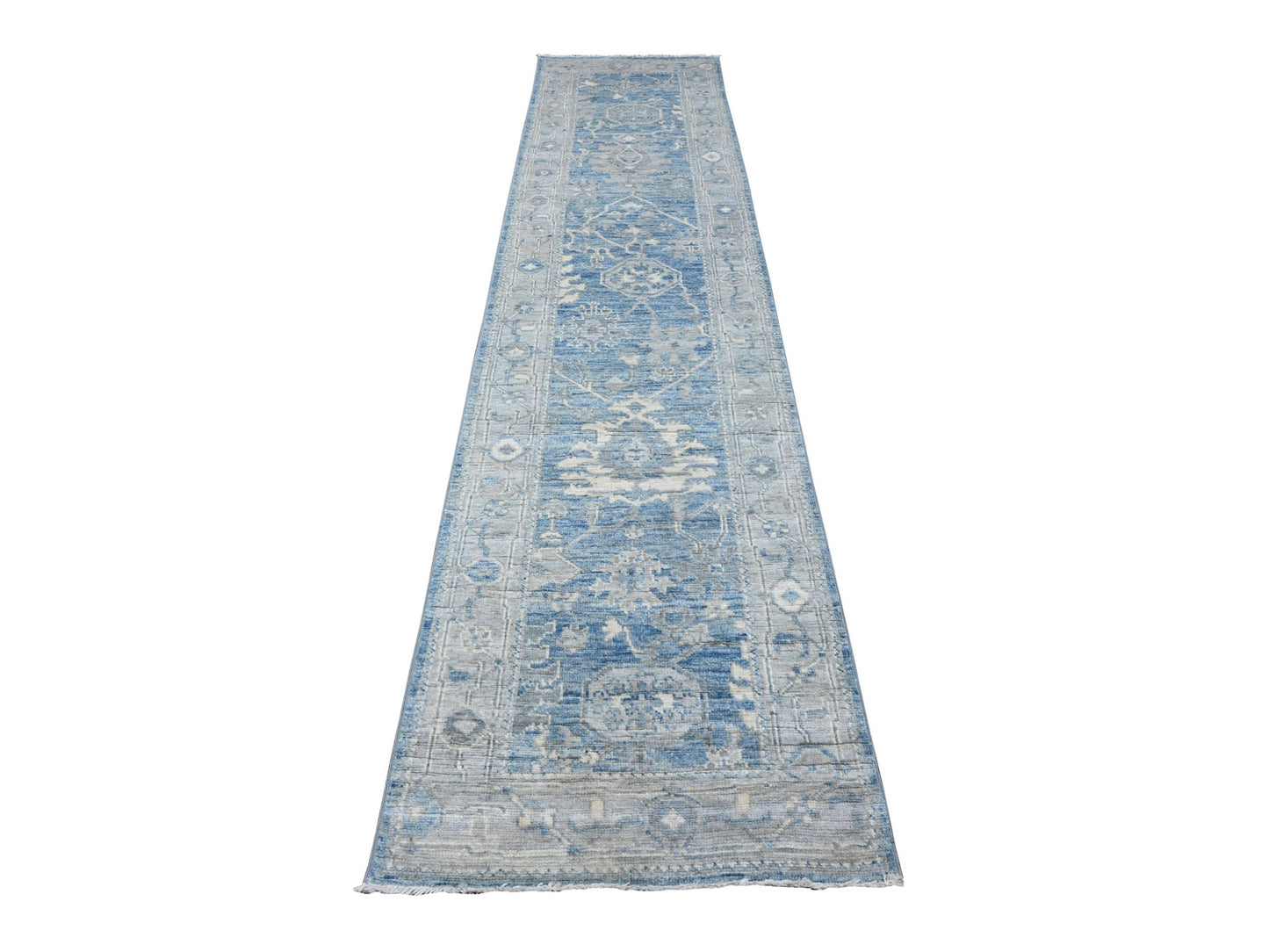 Blue Oushak Runner 2x12