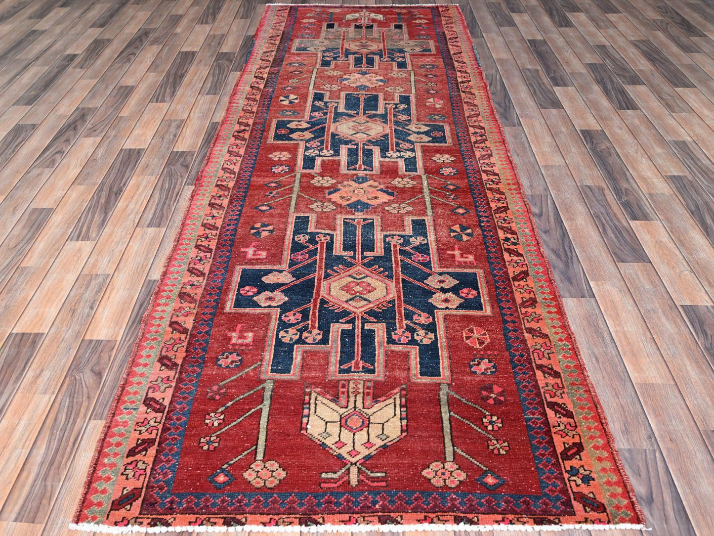 Vintage Persian Heriz Runner 4' x 10'