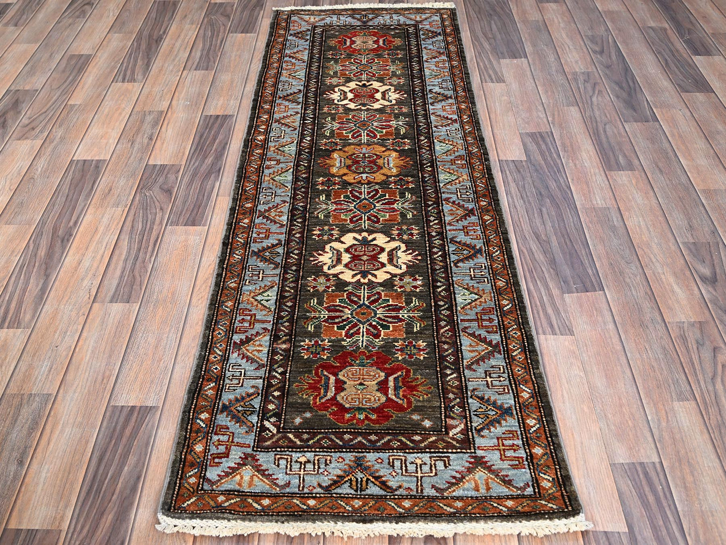 Charcoal Super Kazak Runner 2'x6'