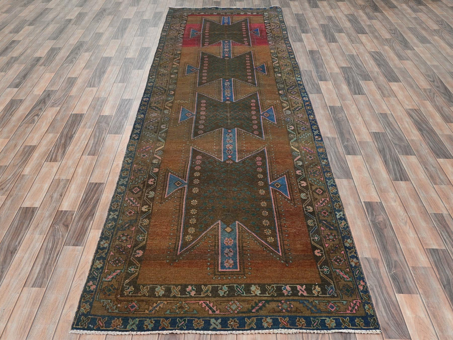 Vintage Persian Macaroon Wide Runner 4x13