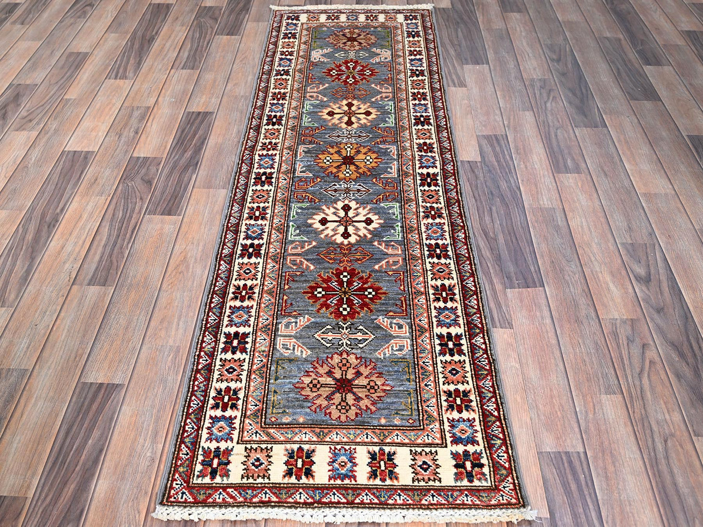 Grey Kazak Runner 6'